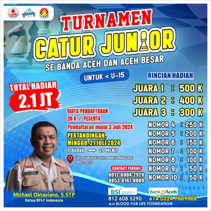 Cegah Kecanduan Gadget Pada Anak, UPTD RSAN Dan BFLF Akan Gelar Turnamen Catur Junior