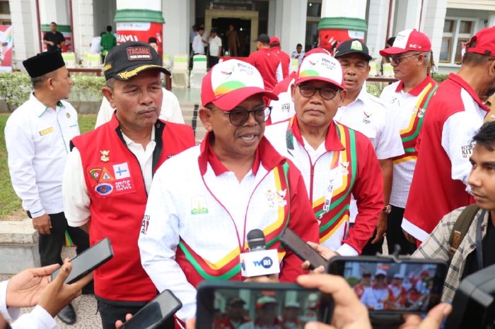 Upacara Penyambutan Dan Pelepasan Kirab Api PON XXI Di Aceh Jaya Berlangsung Sukses