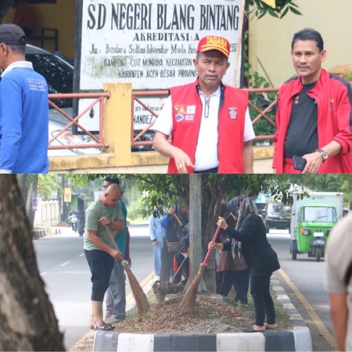 Jelang Pembukaan PON XXI, Dinsos Aceh Gotong Royong Bersihkan Akses Jalan Utama Bandara SIM